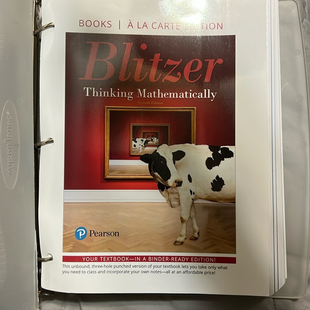 Pearson Thinking Mathematically 7th edition College Book